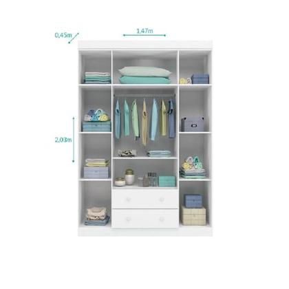 Imagem de Jogo de Quarto para Bebê Helena com Guarda-Roupa 4 Portas + Cômoda + Berço Multifunção e Colchão D18 - Angels Home