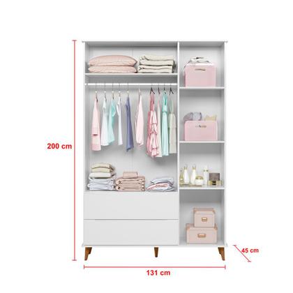 Imagem de Jogo De Quarto Para Bebê Lunna Retrô Guarda Roupa, Cômoda e Berço - Peternella Móveis