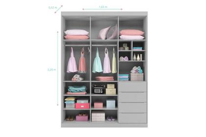 Imagem de Jogo de quarto Pérola com guarda roupa 3 portas e 4 gavetas + cômoda 2 portas e 4 gavetas - Cinza - Phoenix Baby