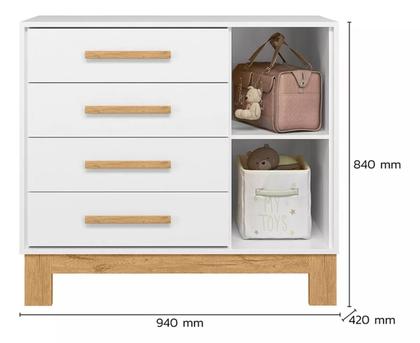 Imagem de Jogo De Quarto Retrô Completo Guarda Roupa Cômoda Berço Com Colchão