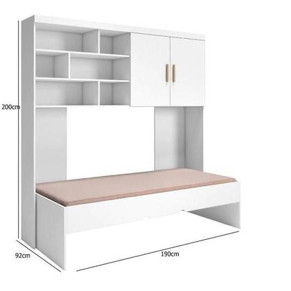 Imagem de Jogo De Quarto Solteiro Com Cama e Roupeiro Modular Branco - Phoenix Baby