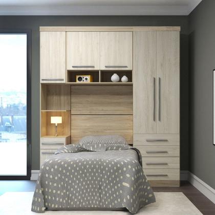 Imagem de Jogo De Quarto Solteiro Modulado 4 Peças Master Avelã Rústico/Ártico Rústico - Eucamóveis