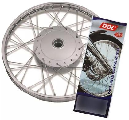 Imagem de Jogo de raio para roda dianteira moto honda nx 150 160 bros e xre 190 freio a disco 4mm cromado