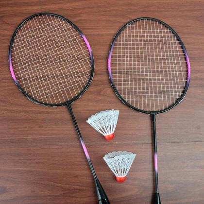 Imagem de Jogo de raquete de badminton aço e plástico com 2 petecas