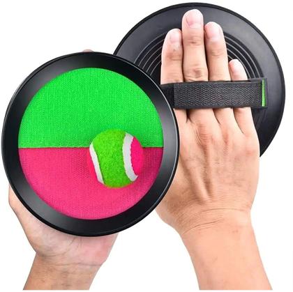 Imagem de Jogo de Raquete de Mão Frescobol Lança Bolinha Kit Brinquedo Bateu Colou