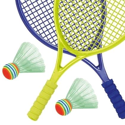 Jogo De Raquetes Azul E Verde Com 2 Petecas DM Toys - Raquete de