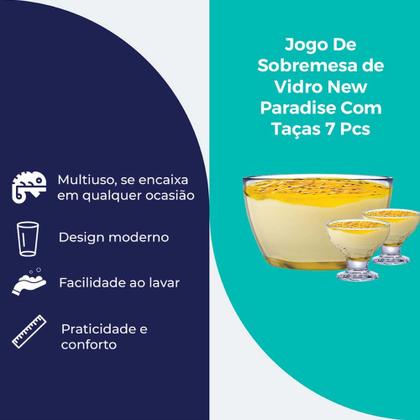 Imagem de Jogo de Sobremesa de Vidro New Paradise com Taças 7 pcs Ruvolo