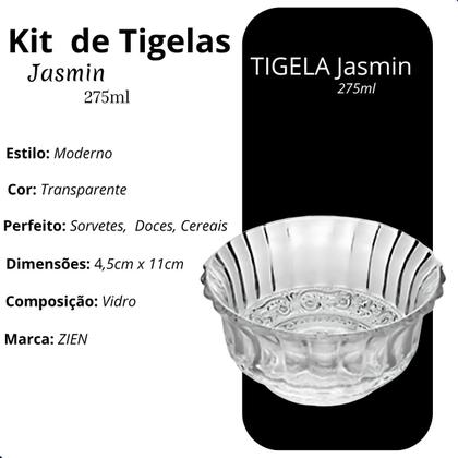 Imagem de Jogo De Sobremesa Tigela Bowl 6 Peças Potes Em Vidro