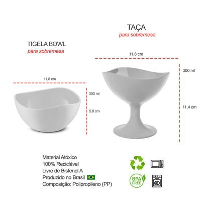 Imagem de Jogo de Sobremesa Vermelho Taça e Bowl Pote 300ml 12un