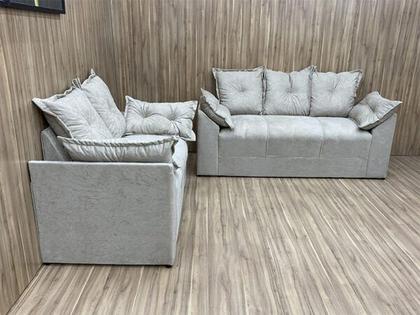 Imagem de Jogo de Sofá de 2 e 3 Lugares Braços com Almofada Bege