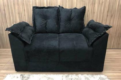 Imagem de Jogo de Sofá de 2 e 3 Lugares Braços com Almofada Preto