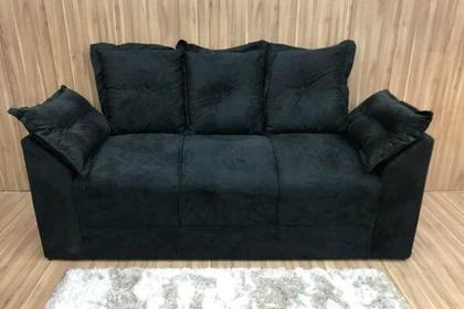 Imagem de Jogo de Sofá de 2 e 3 Lugares Braços com Almofada Preto