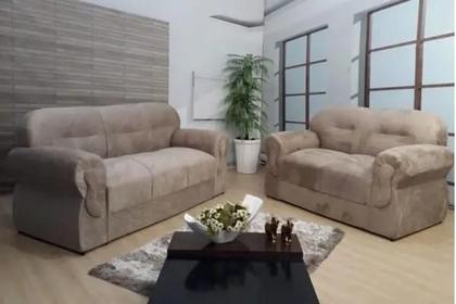 Imagem de Jogo de Sofá de 2 e 3 Lugares Brasil/Viena Bege Liso