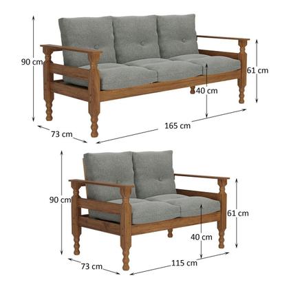 Imagem de Jogo de Sofá Madeira Maciça 2 e 3 Lugares Liz Multimóveis CR7004
