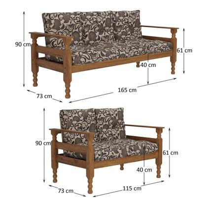 Imagem de Jogo de Sofá Madeira Maciça 2 e 3 Lugares Liz Multimóveis CR7004