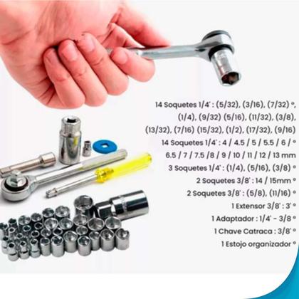 Imagem de Jogo de Soquete 40 Peças Ideal para Mecânicos Entrega Rápida