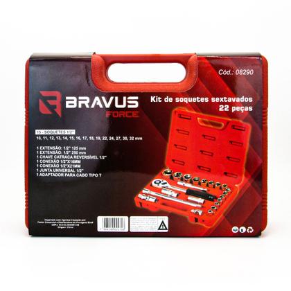 Jogo de soquete bravus force 1/2 22 peças Imagem de Jogo de soquete bravus force 1/2 22 peças