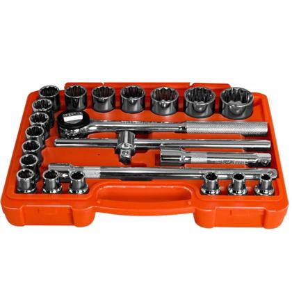 Imagem de Jogo de Soquete Estriado 22 Peças Com Catraca 08 a 32 mm