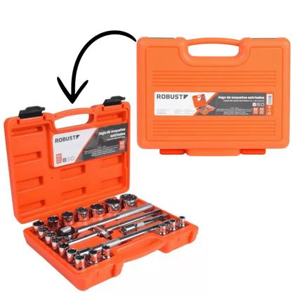 Imagem de Jogo de Soquete Estriado 22 Peças Com Catraca 08 a 32 mm