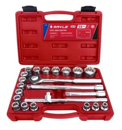 Imagem de Jogo de soquete mayle estriado 1/2pol c/23pcs 8-32mm