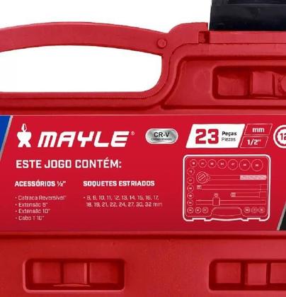Imagem de Jogo de soquete mayle estriado 1/2pol c/23pcs 8-32mm