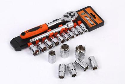 Imagem de Jogo De Soquete Sextavado 10-22MM Com Chave Catraca Reversivel 1/2 Polegadas Extensão 12 Peças CRV