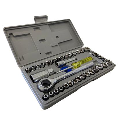 Imagem de Jogo de Soquete Sextavado com Catraca 40 Peças Elitop Profissional