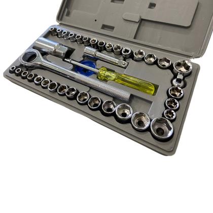 Imagem de Jogo de Soquete Sextavado com Catraca 40 Peças Elitop Profissional