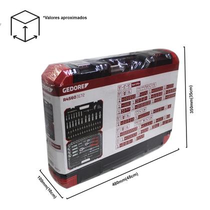 Imagem de Jogo de Soquete Sextavado Encaixe 1/4 - 3/8 - 1/2 Kit 172 peças - R45603172 - Gedore Red