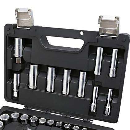 Imagem de Jogo de Soquete Sextavado encaixe 3/8 - 6 a 24Mm Curto 8 a 19Mm Longo com Acessorios 30 Peças - BW913E/C33 - BETA WORKER