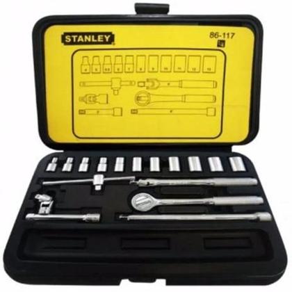 Imagem de Jogo De Soquete Sextavado Encaixe De 1/4 - 04 A 13 - 18 Peças - 86-117 - Stanley