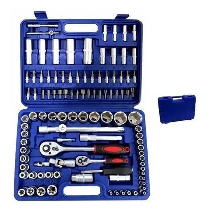 Imagem de Jogo de soquetes 108 peças e ponteiras com encaixe de 1/4" e de 1/2" com catraca tool set