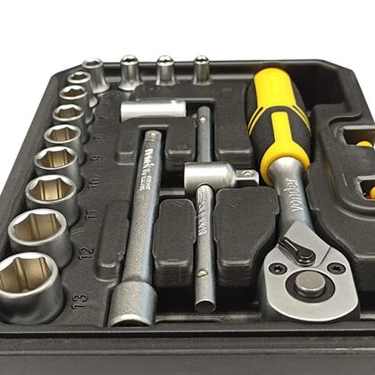 Imagem de Jogo de Soquetes com Encaixe 1/4' 25 Peças - Vonder