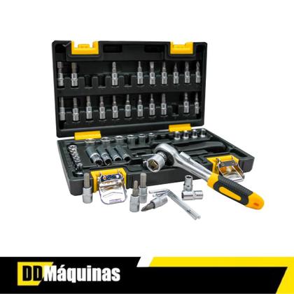 Imagem de Jogo de Soquetes e Chave Catraca 1/4 de 04 a 14mm c 57 pcs Fasterr CRV FST0001