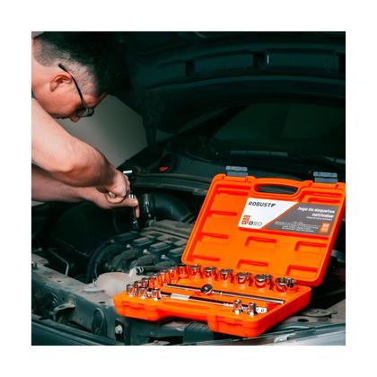 Imagem de Jogo de soquetes estriados d26 1/2" 8 a 32mm e acessórios com 22 peças