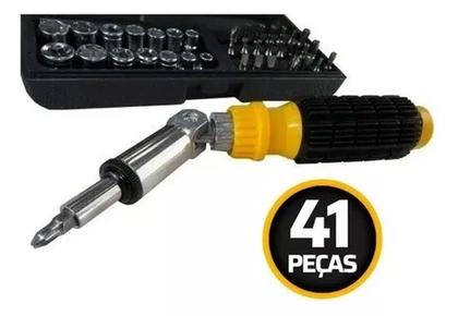 Imagem de Jogo De Soquetes Sextavado C/ Chave Catraca 41pçs C/ Maleta