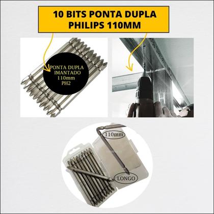 Imagem de Jogo De Soquetes Sextavado Imantado 12 Pç Milimetro Pol 1 4 Bits 110mm Ph2 Parafusadeira Furadeira