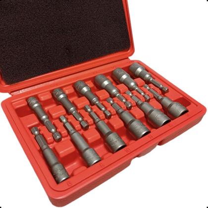 Imagem de Jogo De Soquetes Sextavado Imantado 12 Pç Milimetro Pol 1 4 Bits 110mm Ph2 Parafusadeira Furadeira