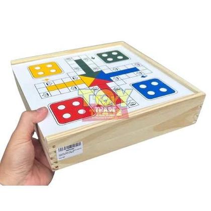 Imagem de Jogo de Tabuleiro 5 em 1 em Madeira Premium Xadrez Dama Ludo Trilha Velha Educativo Toy Trade