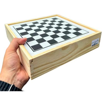 Imagem de Jogo de Tabuleiro 5 em 1 em Madeira Premium Xadrez Dama Ludo Trilha Velha Educativo Toy Trade