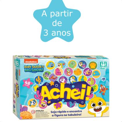 Imagem de Jogo de Tabuleiro Achei! Baby Shark Infantil Raciocínio Percepção Visual Tabuleiro Cartas +3 Anos Nig Brinquedos - 0745