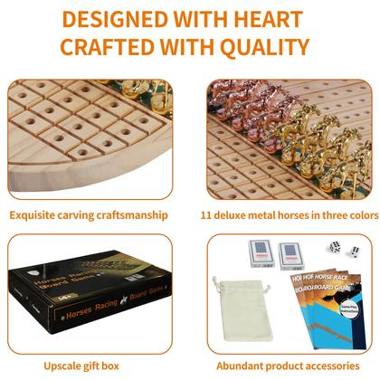 Imagem de Jogo de tabuleiro de corrida de cavalos HOROW Horse Race com 11 cavalos de metal