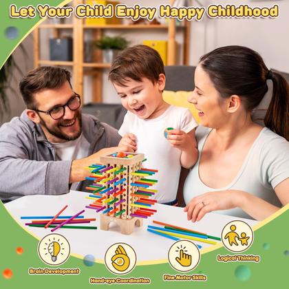 Imagem de Jogo de tabuleiro de madeira Montessori Japace com 42 palitos e dados