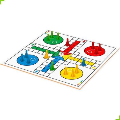 Imagem de Jogo De Tabuleiro Estratégia Ludo Madeira Mdf Educativo Com Sacola 28x28cm - Junges