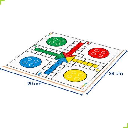 Imagem de Jogo De Tabuleiro Estratégia Ludo Madeira Mdf Educativo Com Sacola 28x28cm - Junges