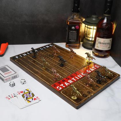 Jogo de Tabuleiro HOROW Finish Line Luxury Edition - Com Cavalos de Metal Imagem de Jogo de Tabuleiro HOROW Finish Line Luxury Edition - Com Cavalos de Metal