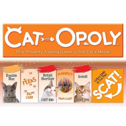 Imagem de Jogo de tabuleiro Late for the Sky Cat-opoly White para 2 a 6 jogadores