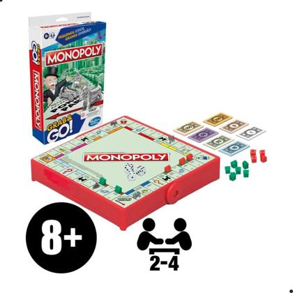 Imagem de Jogo de Tabuleiro Monopoly Grab & Go Portátil Hasbro F8256