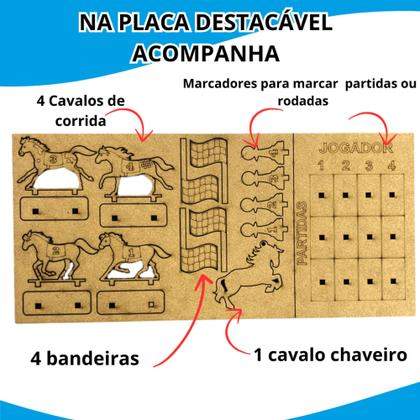 Imagem de Jogo De Tabuleiro Pista De Corrida De Cavalos Divertido Para Crianças Família Amigos Pista 96 cm