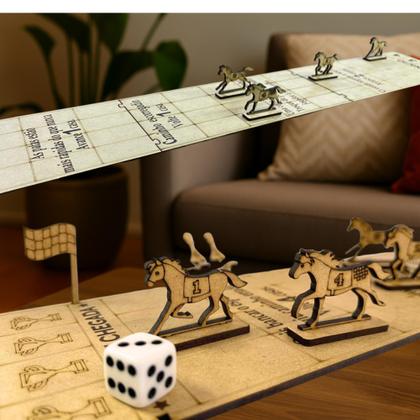 Imagem de Jogo De Tabuleiro Pista De Corrida De Cavalos Divertido Para Crianças Família Amigos Pista 96 cm